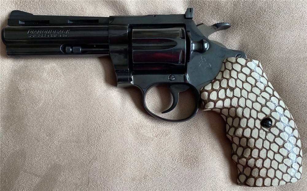 Genuine Cobra Skin Grips Colt Diamondback Revolver GRIPS ONLY-img-0