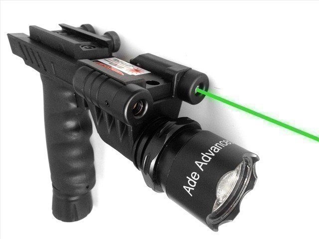 ADE HG03 Rifle Vertical Foregrip Grip + 600 Lumen Flashlight+ Green Laser  -img-0