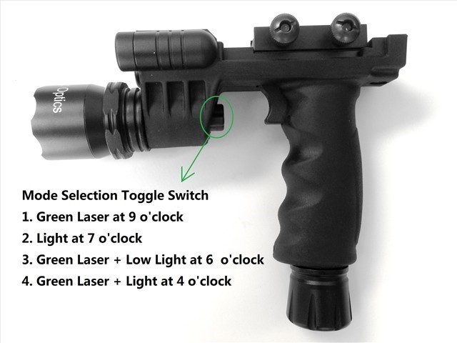 ADE HG03 Rifle Vertical Foregrip Grip + 600 Lumen Flashlight+ Green Laser  -img-1