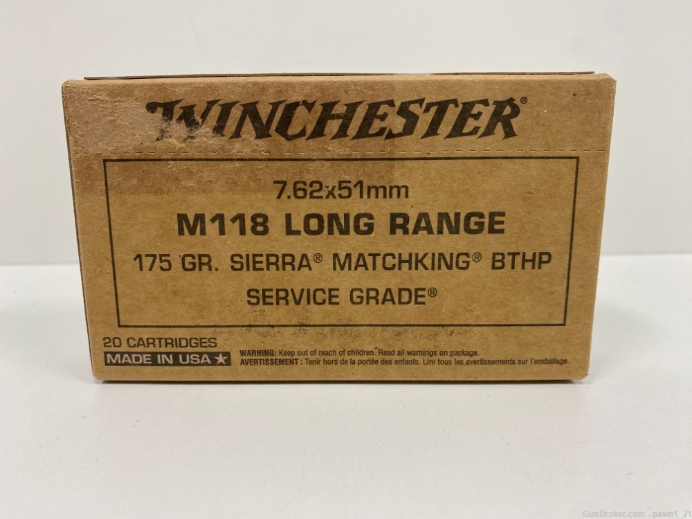 Winchester service grade 7.62x51mm 175 GR 20 rounds -img-0