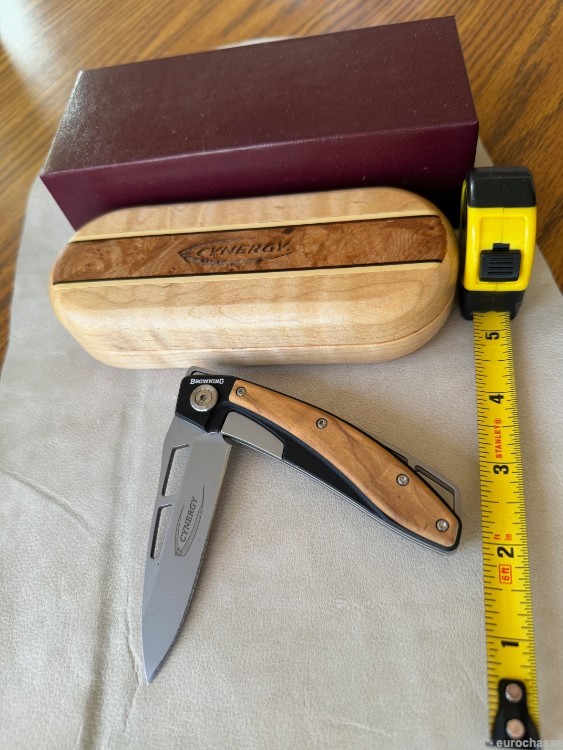 BROWNING CYNERGY KNIFE IN PRESENTATION CASE, LINER LOCK, MADE IN ITALY, NEW-img-2