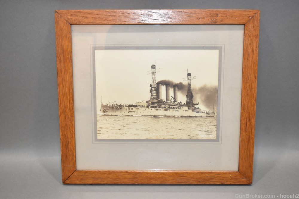 Nice Wood Framed Photograph Photo USS Maine Spanish American War -img-0