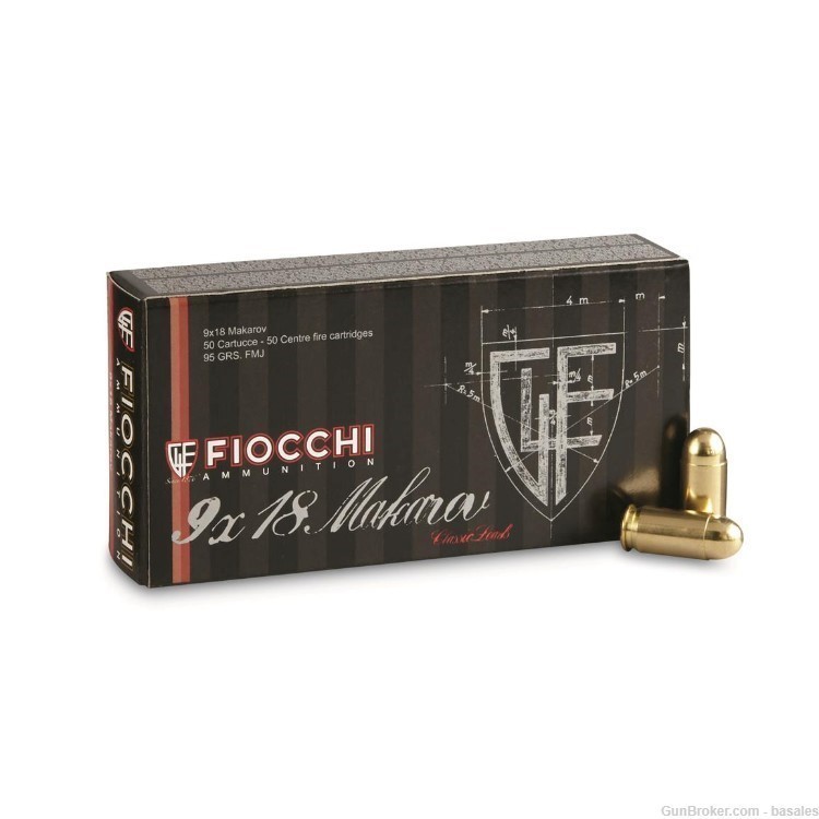 Fiocchi Pistol Shooting Dynamics, 9x18mm Makarov, FMJ, 95 Grain, 50 Rounds-img-0
