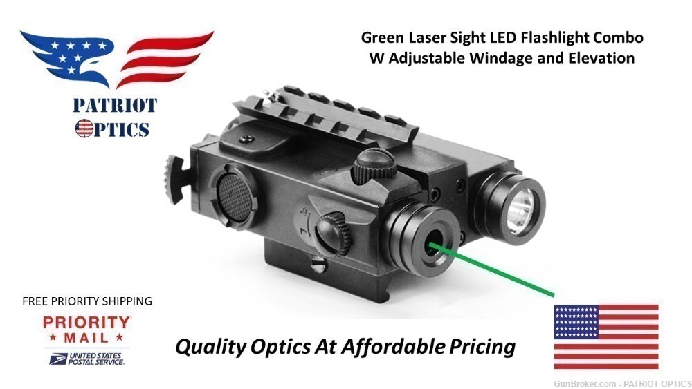 PATRIOT OPTICS Gorgon Green Laser With LED Flashlight Combo Pic Rail Mount-img-0