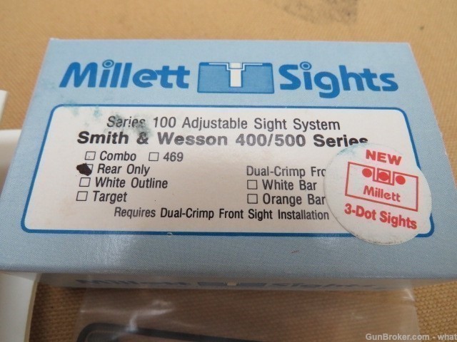 NOS Millett Rear Sight for S&W Series 400 500 Auto Pistols-img-2