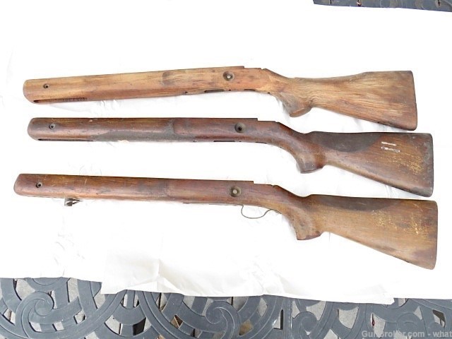 3 Original Winchester Model 75 .22 Rifle Wood Stocks + Some Stock Metal-img-0
