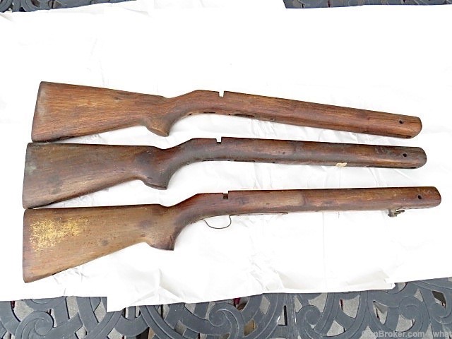3 Original Winchester Model 75 .22 Rifle Wood Stocks + Some Stock Metal-img-6