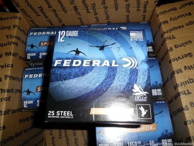 FEDERAL SPEED/SHOK 3 INCH 12 GA STEEL BB'S 8 BOXES 200 ROUNDS-img-1