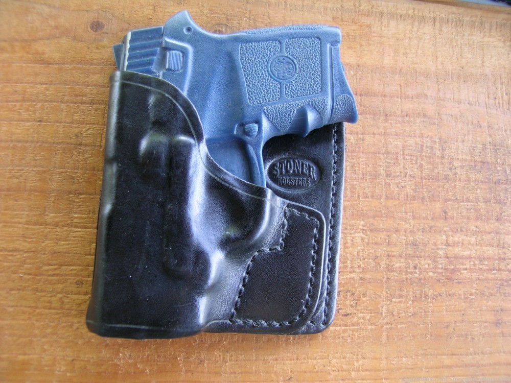 STONER Back Pocket Leather Holster For S&W Bodyguard W/Lazer -img-0