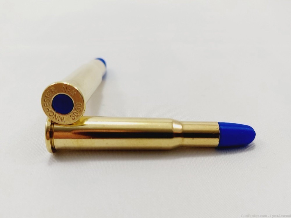 30-30 Winchester Brass Snap caps / Dummy Training Rounds - Set of 5 - Blue-img-1