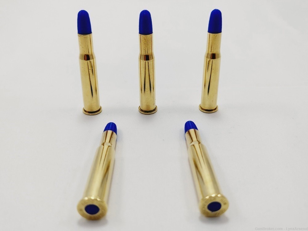 30-30 Winchester Brass Snap caps / Dummy Training Rounds - Set of 5 - Blue-img-0