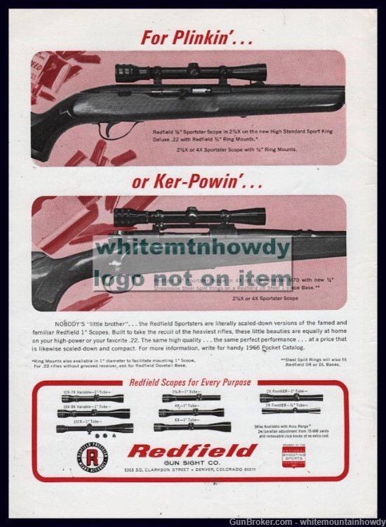 1967 REDFIELD Sporterster Rifle Scope PRINT AD  for Plinkin' or Ker-Powin'-img-0