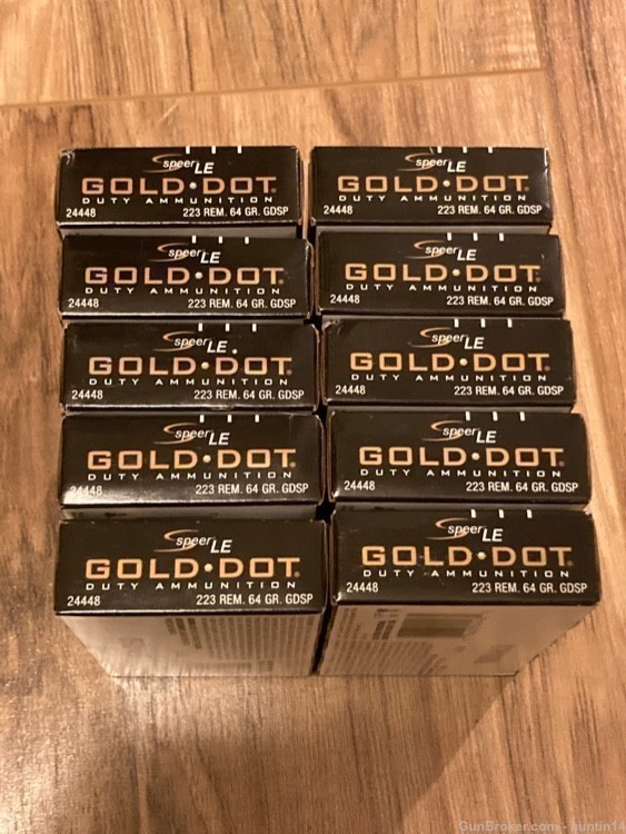 200 rounds Speer Gold Dot .223 REM 5.56 nato 64gr GDSP Bonded Soft Point-img-0