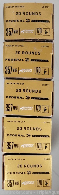 Federal Premium Hammer Down 357 magnum 170gr lot of 100rds LG3571-img-0