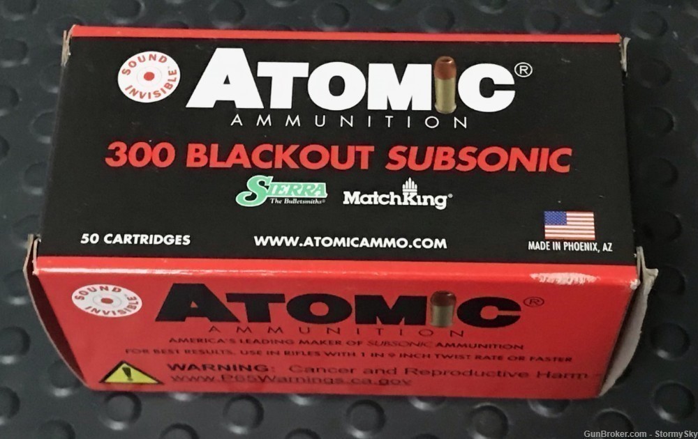 Atomic Ammunition 300 AAC Blackout Subsonic 220 Grain HPBT Box of 50-img-1