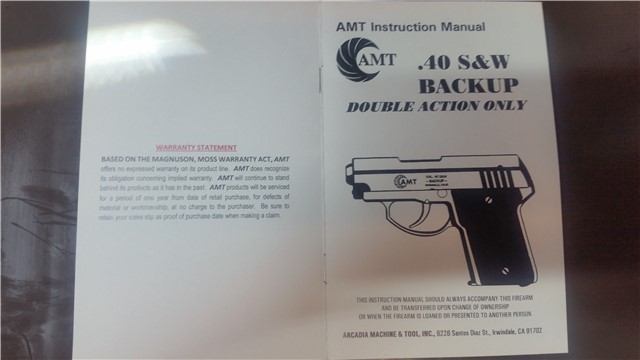 AMT Backup 40 S&W Owners Manual-img-0