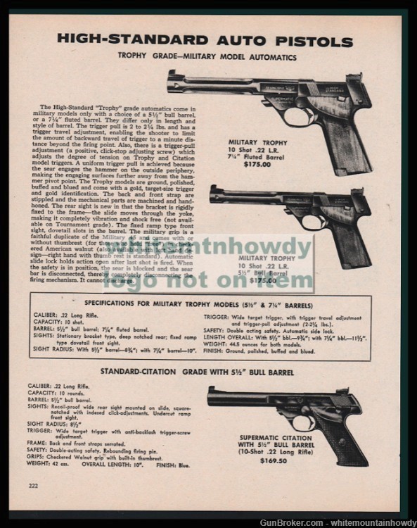 1976 HIGH STANDARD Military Trophy & Standard Citation Grade Pistol RINT AD-img-0
