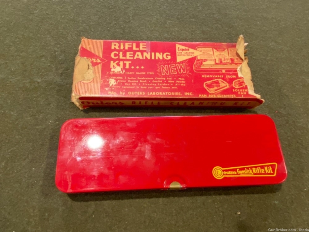 Vintage - Used - Outers Rifle Cleaning Kit - Red Metal Case -Good Condition-img-4