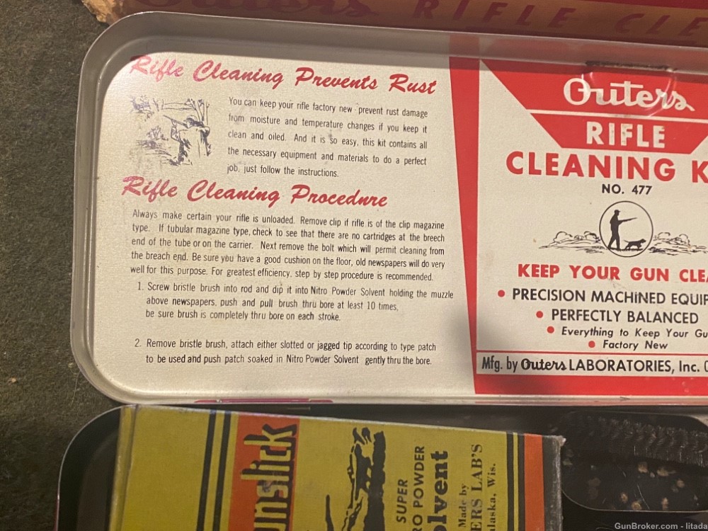 Vintage - Used - Outers Rifle Cleaning Kit - Red Metal Case -Good Condition-img-10