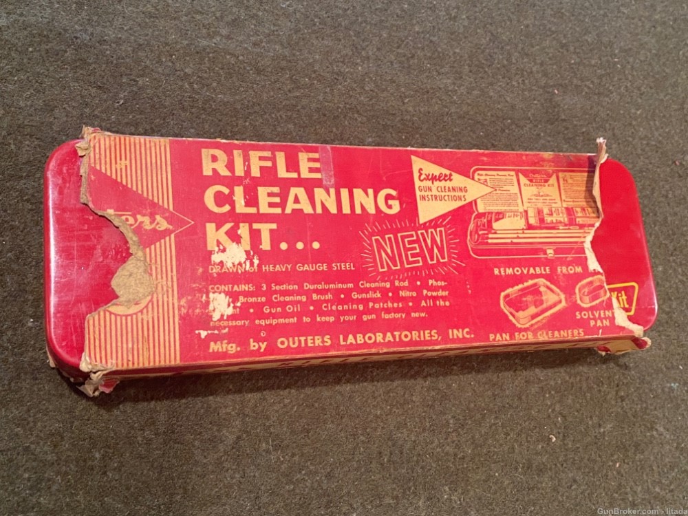 Vintage - Used - Outers Rifle Cleaning Kit - Red Metal Case -Good Condition-img-0