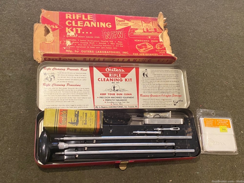 Vintage - Used - Outers Rifle Cleaning Kit - Red Metal Case -Good Condition-img-7