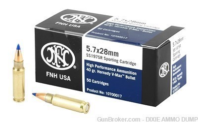 100 Rounds Federal Self Defense 5.7x28MM 40 Grain V-Max Blue Tip-img-0