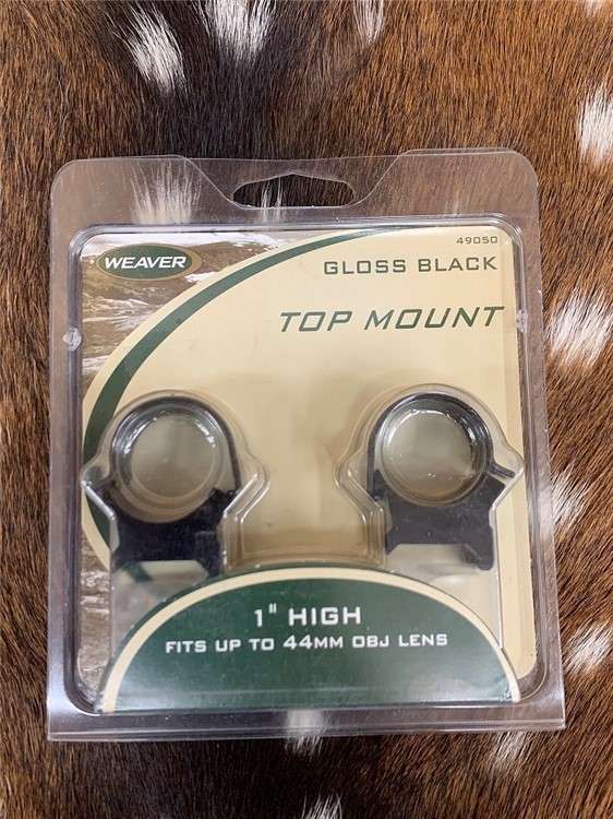 Weaver Detachable Top Mount Rings 1" High Gloss Finish Black 49050-img-0