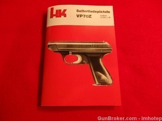 H&K VP70Z Owner's Manual 9MM SA RePrint BitCoin-img-0
