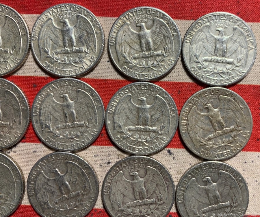 16- 90% Silver 1949 to 1964 Washington Quarters $4 Face Value Coins Lot 1-img-8