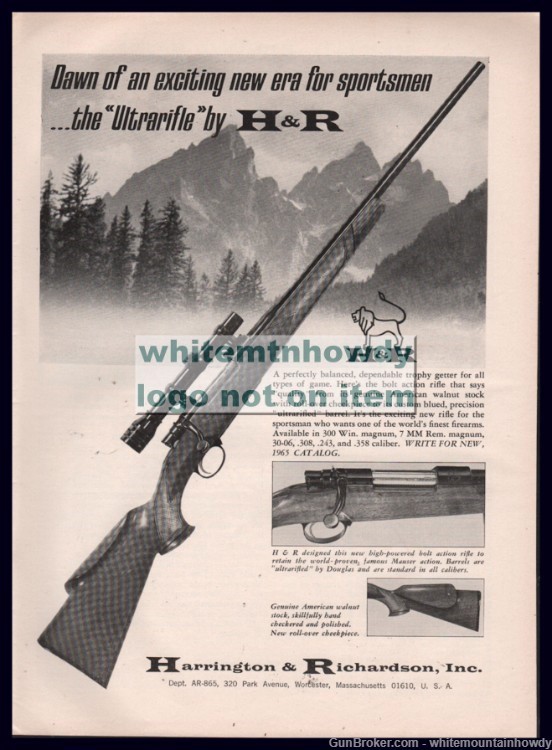1965 HARRINGTON & RICHARDSON H&R Ultrrifle Rifle PRINT AD-img-0