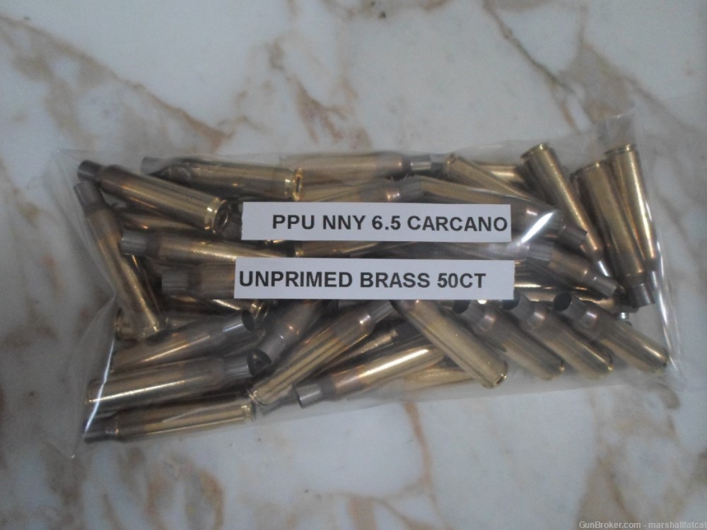 PPU NNY 6.5 Carcano Unprimed Brass 50ct-img-0