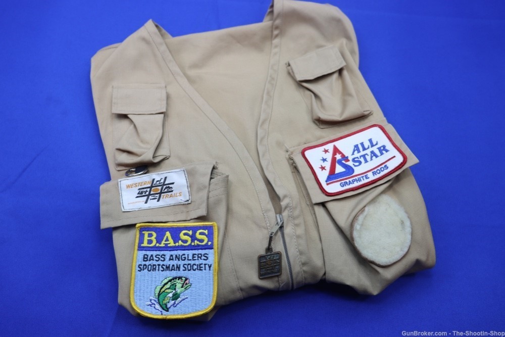 Vintage Western Trails Fishing Vest w/ Old Advertising Patch's Interesting!-img-9