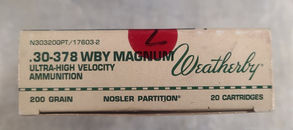 .30-378 Weatherby Magnum 200gr Nosler Partition Ultra High Velocity-img-0