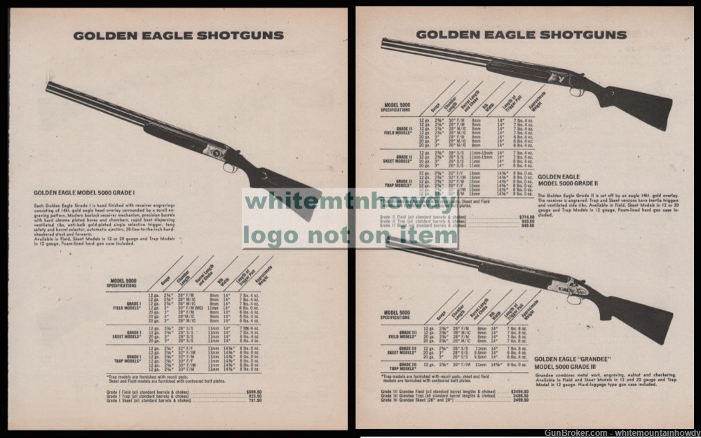 1979 GOLDEN EAGLE Shotgun 2-side PRINT AD 5000 Grade I & ! and Grandee-img-0