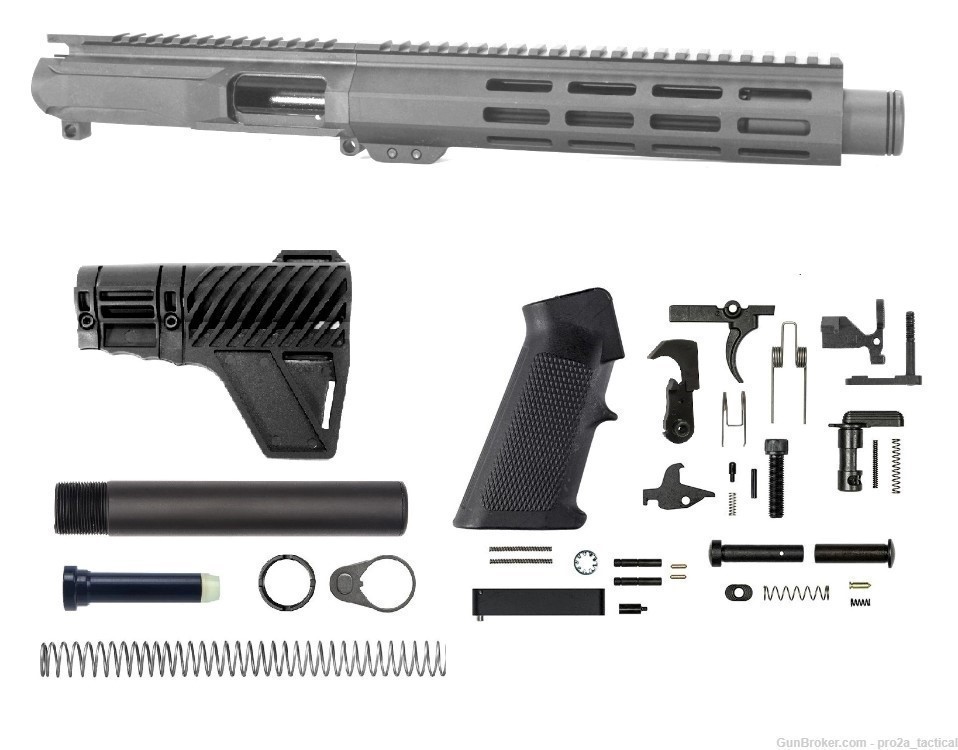 PRO2A TACTICAL 8 inch 9mm AR-15 Pistol Caliber Upper w/Can Complete Kit-img-0