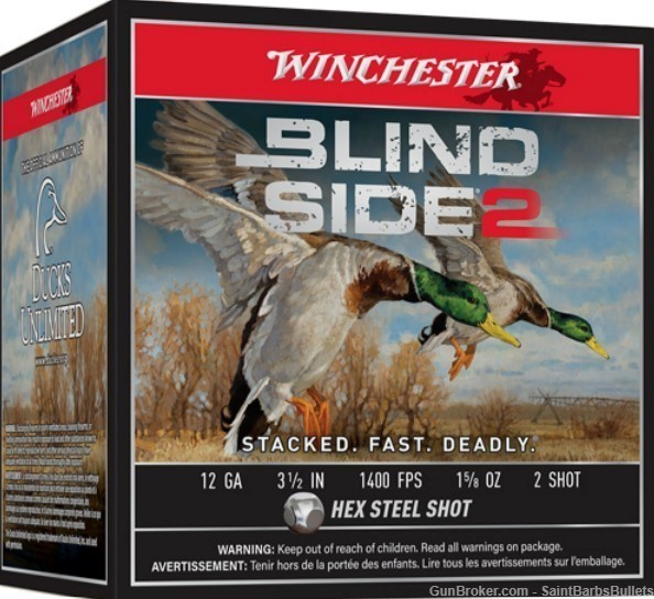 Winchester Blind Side 2 12ga. 3.5" 1-5/8oz #BB - 25 Rounds-img-0