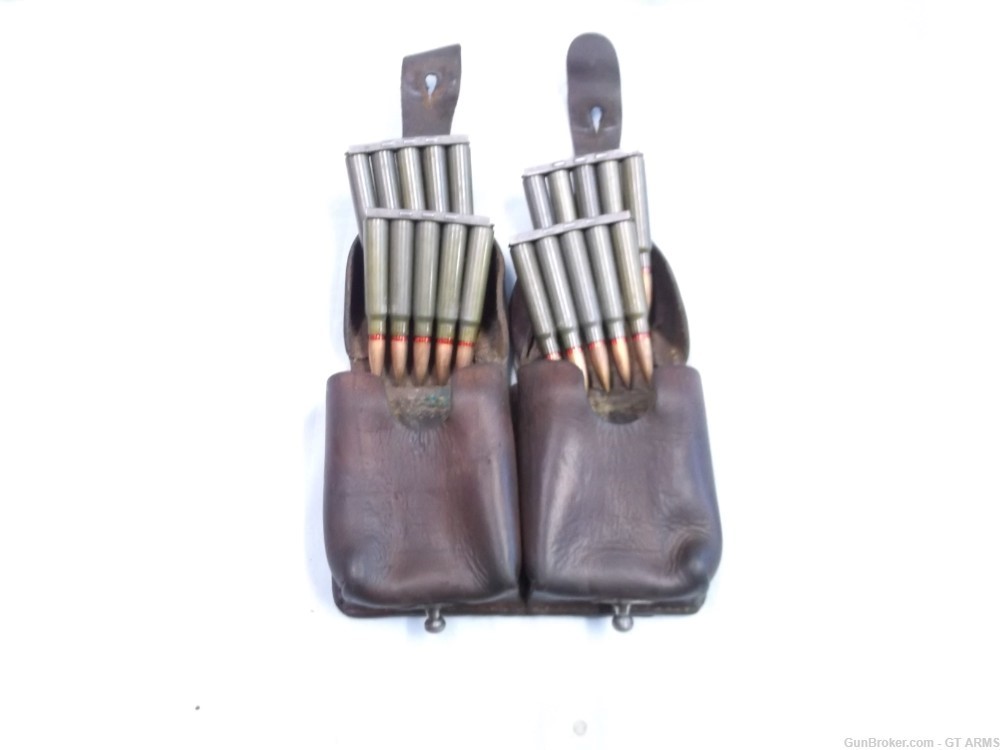 20 rds MAUSER 8X57MM 198GR, FMJ in LEATHER POUCH, ON STRPPER CLIPS-img-0