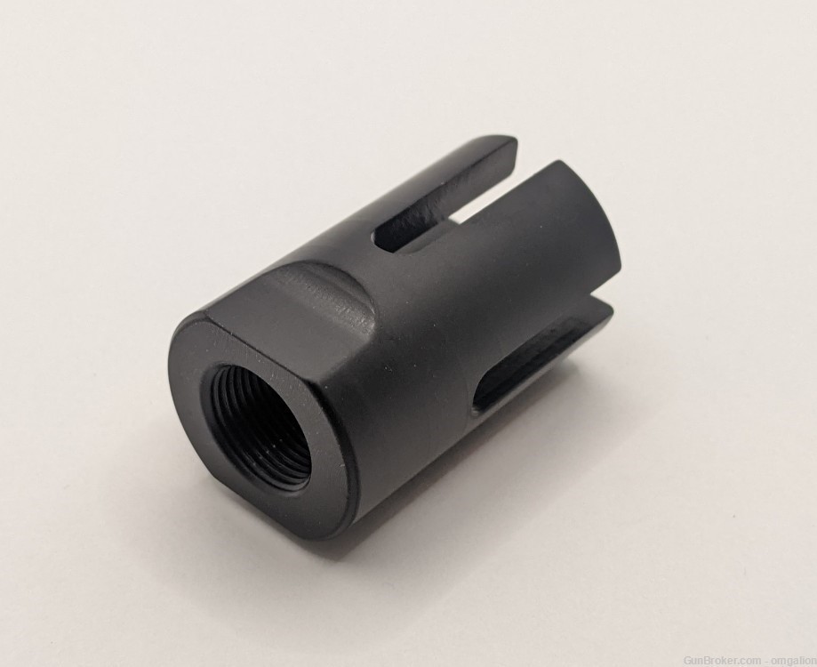 .22 Muzzle Brake 1/2x28 for .22Cal BLACK anodized, 0.90" Round, Flash Hider-img-1