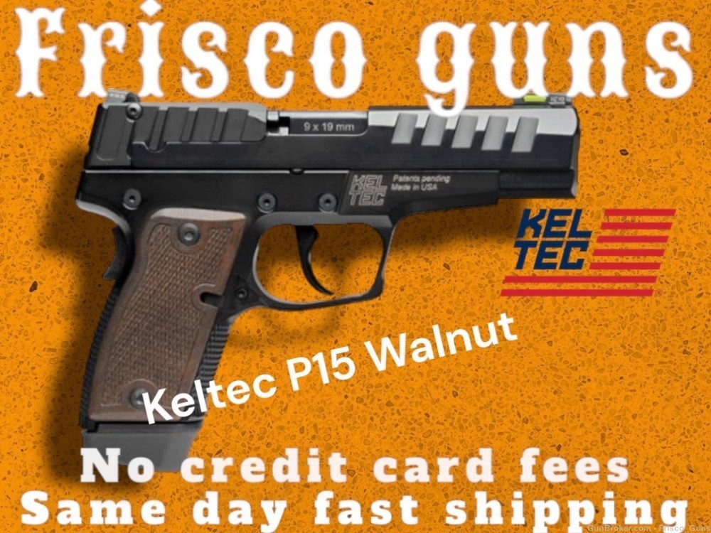 NEW Keltec P15 Walnut Grip 9mm 4” 2x15rd P15MBLK Kel-tec P-15 NoFee-img-0