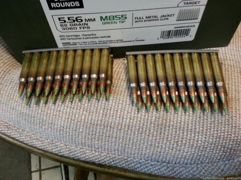 Winchester 5.56, 62gr Green Tip 150 Rounds on Stripper Clips-img-0
