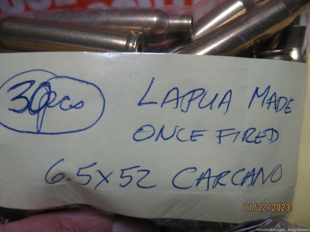 Rare 6.5x52 Carcano 36 pcs  Lapua and Norma Brass, have many other Cals Too-img-1