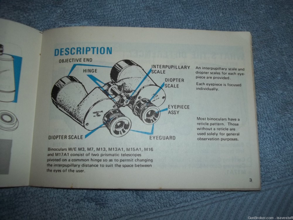 Vintage U.S. Military Manual Binoculars  July 1976 TM 9-1240-372-10-img-1
