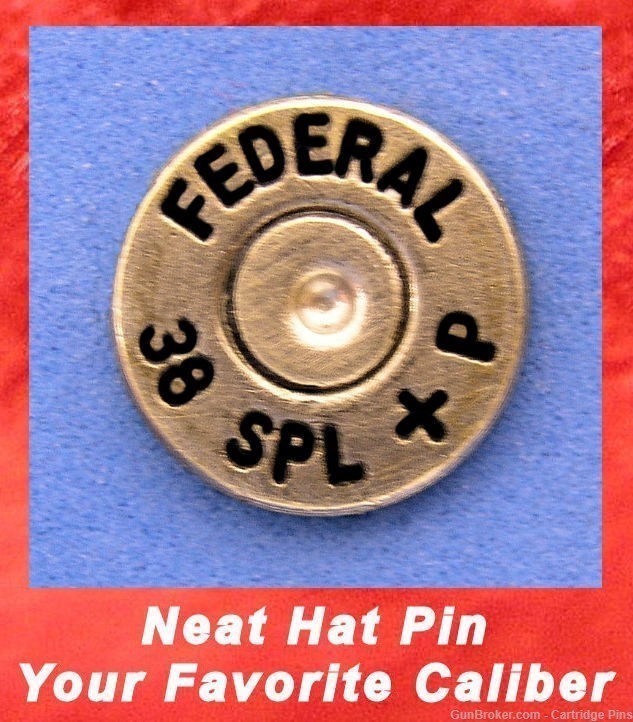 Federal 357 SPL +P Nickel Plated Hat Pin Tie Tack Ammo Bullet-img-0
