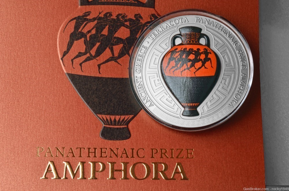 2022 Ghana - 2oz silver - 70 mm w/ceramic - Panathenaic Prize Amphora-img-2