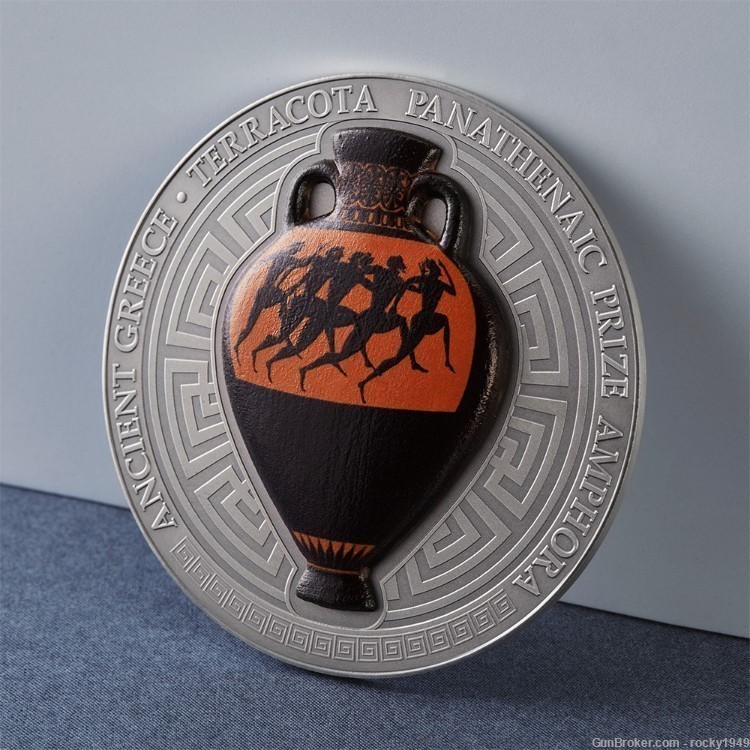 2022 Ghana - 2oz silver - 70 mm w/ceramic - Panathenaic Prize Amphora-img-5