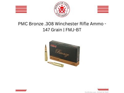 PMC Bronze .308 Winchester Rifle Ammo - 147 Grain | FMJ-BT 500 Rounds