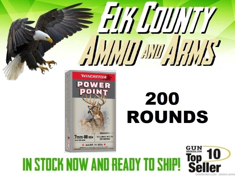 Winchester Ammunition Power Point 7mm-08 Rem 140 Gr 200 Rounds X708-img-0