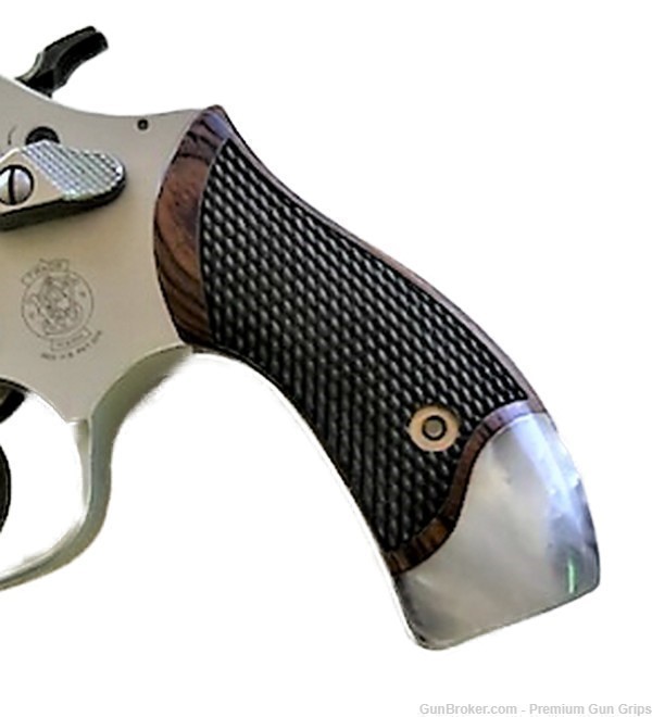 J Frame Round butt Grips fits most Smith & Wesson S&W Rosewood White Pearl -img-4