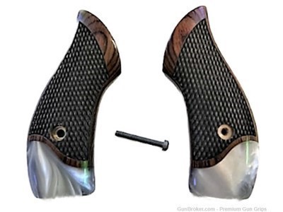 J Frame Round butt Grips fits most Smith & Wesson S&W Rosewood White Pearl 