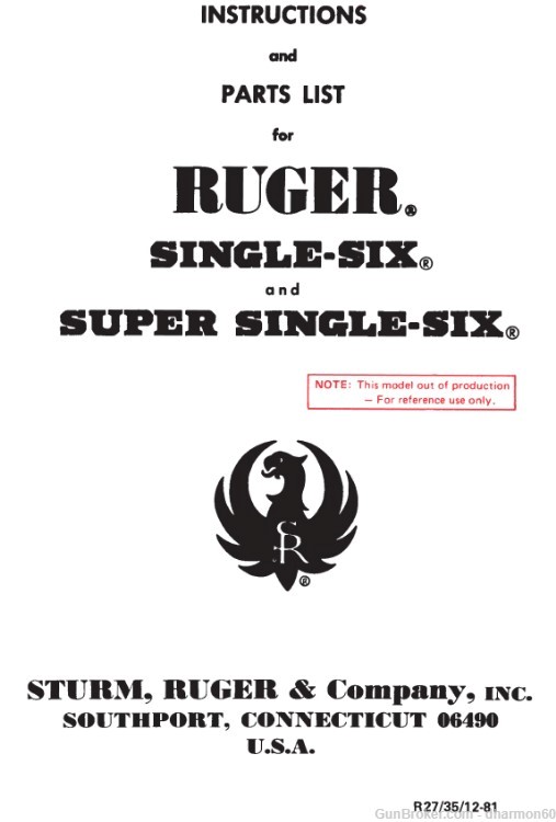 Ruger Single Six & Super Single-Six Revolver Instruction and Owners Manual-img-0